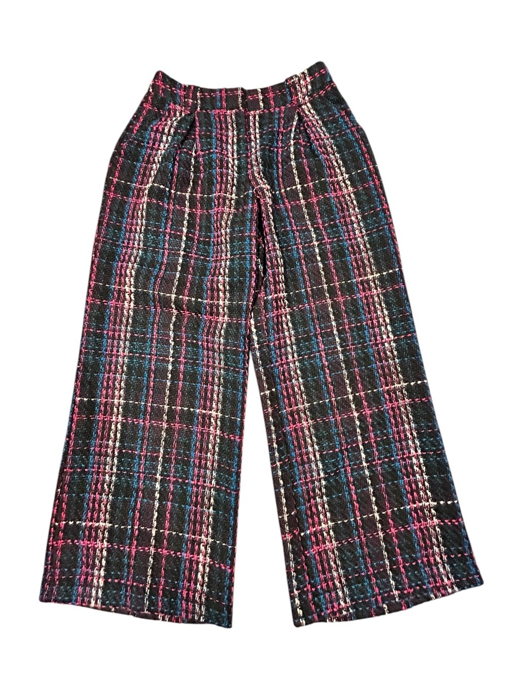 New York & Company Multicolor Tweed Look Plaid Wide Leg Pants Women’s S 28/29